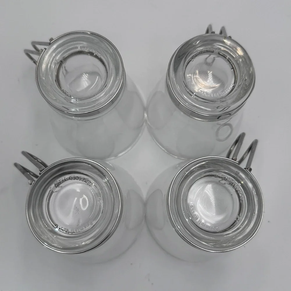 Bormioli Rocco Oslo Tempered Glass Coffee Cups Set of 4 Stainless‎ Steel Handles